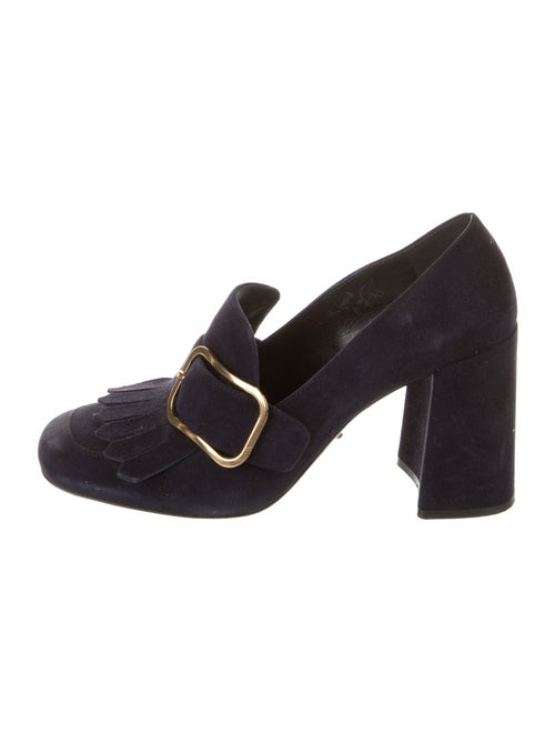 Prada Suede Fringe Trim Accent Pumps