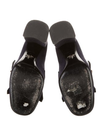 Prada Suede Fringe Trim Accent Pumps