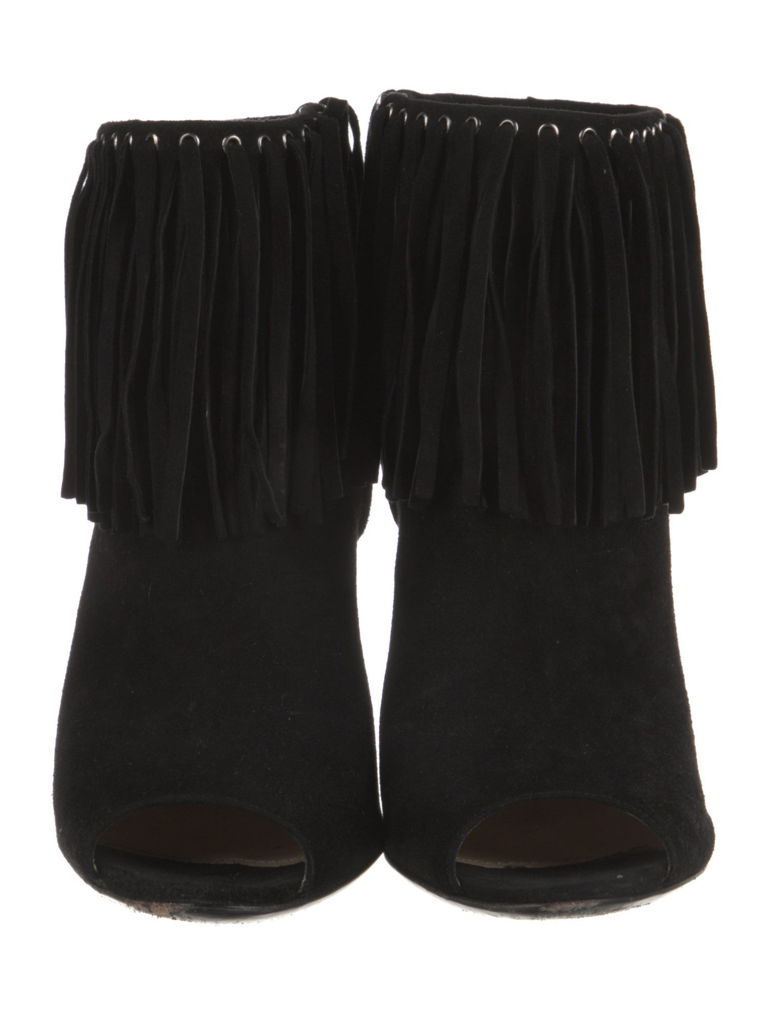 Prada Suede Fringe Trim Accent Boots