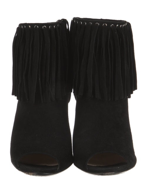 Prada Suede Fringe Trim Accent Boots