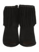 Prada Suede Fringe Trim Accent Boots