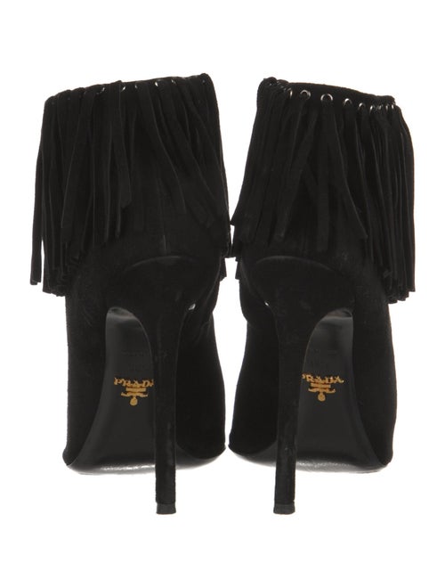 Prada Suede Fringe Trim Accent Boots