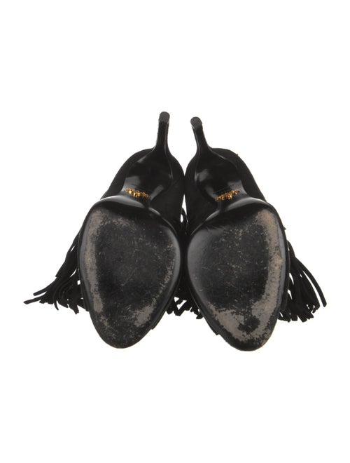 Prada Suede Fringe Trim Accent Boots