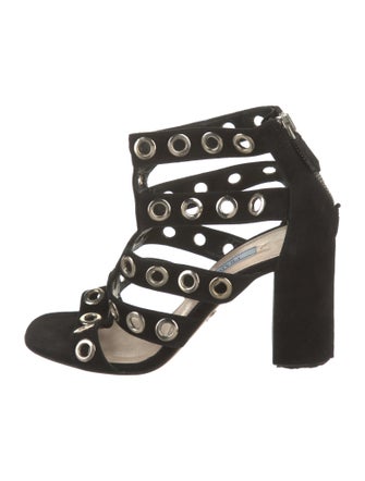 Prada Suede Studded Accents Gladiator Sandals