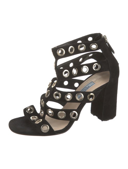 Prada Suede Studded Accents Gladiator Sandals