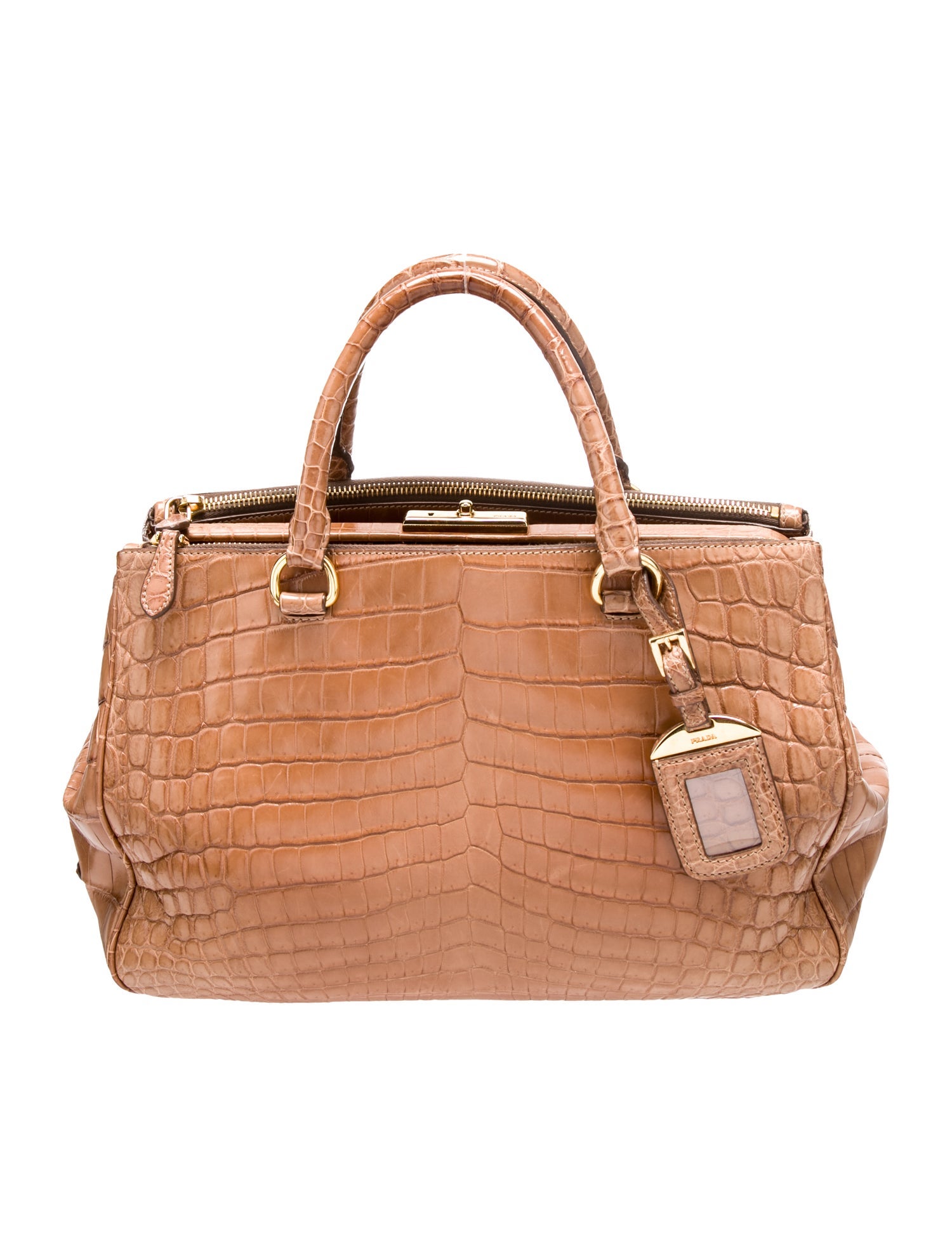 Prada Enameled Metal Triangle Top Handle Bag