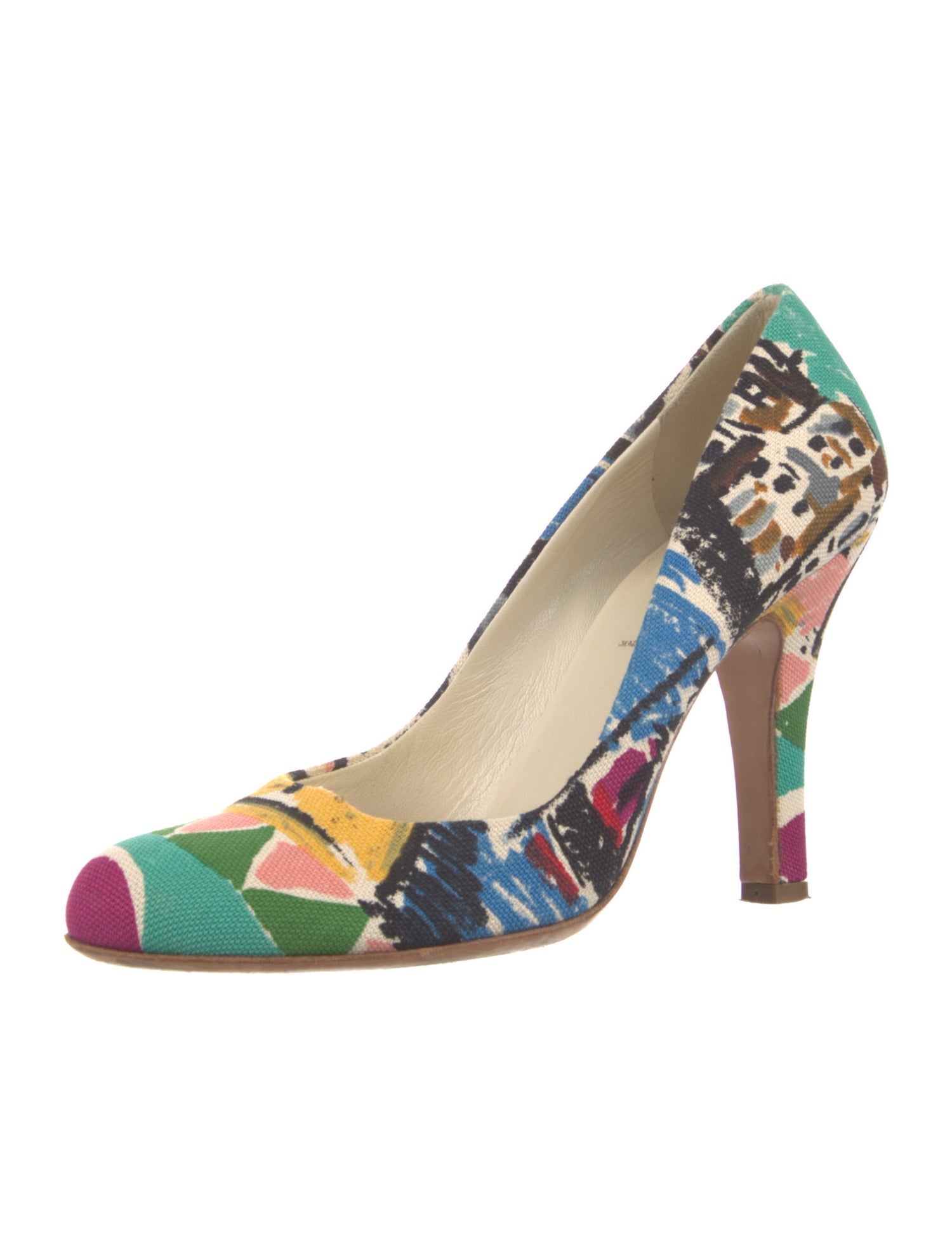 Prada Canvas Printed Slingback Pumps