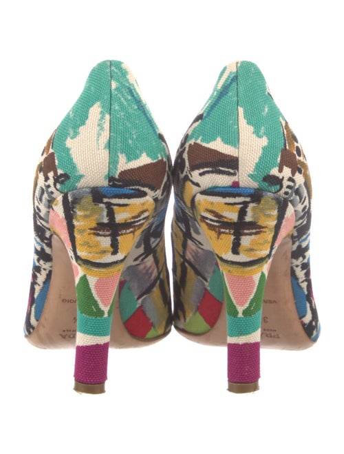 Prada Canvas Printed Slingback Pumps