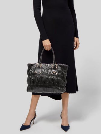 Prada Nappa Gaufre Leather Top Handle Bag