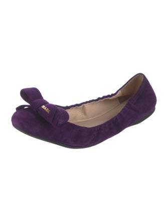 Prada Suede Bow Accents Ballet Flats