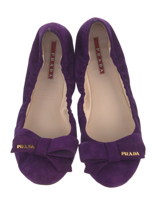Prada Suede Bow Accents Ballet Flats