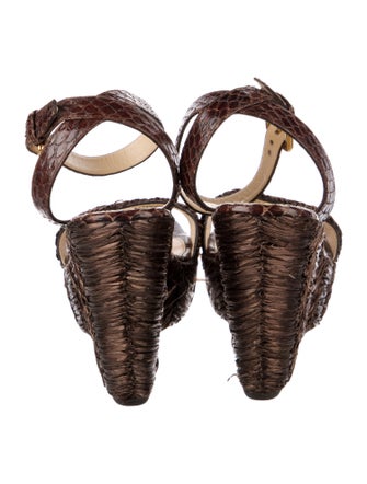 Prada Raffia Leather Trim Embellishment Espadrilles