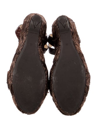 Prada Raffia Leather Trim Embellishment Espadrilles