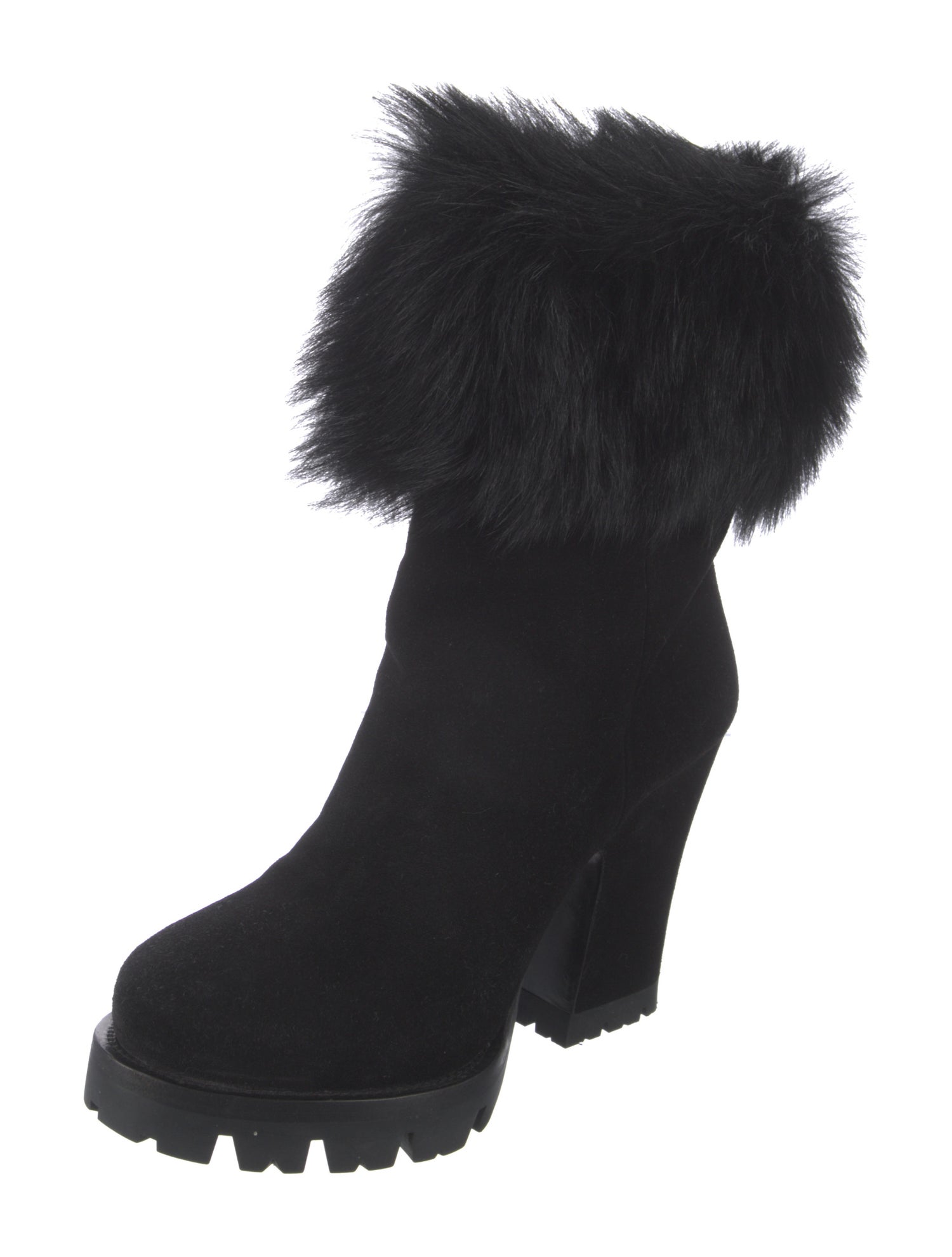 Prada Suede Fur Trim Boots