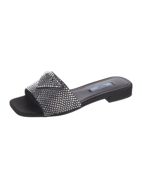 Prada Satin Crystal Embellishments Slides