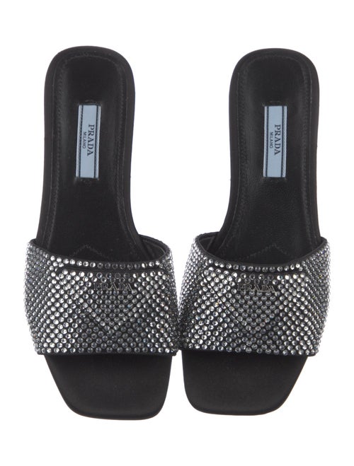 Prada Satin Crystal Embellishments Slides