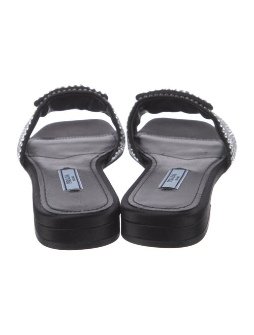 Prada Satin Crystal Embellishments Slides