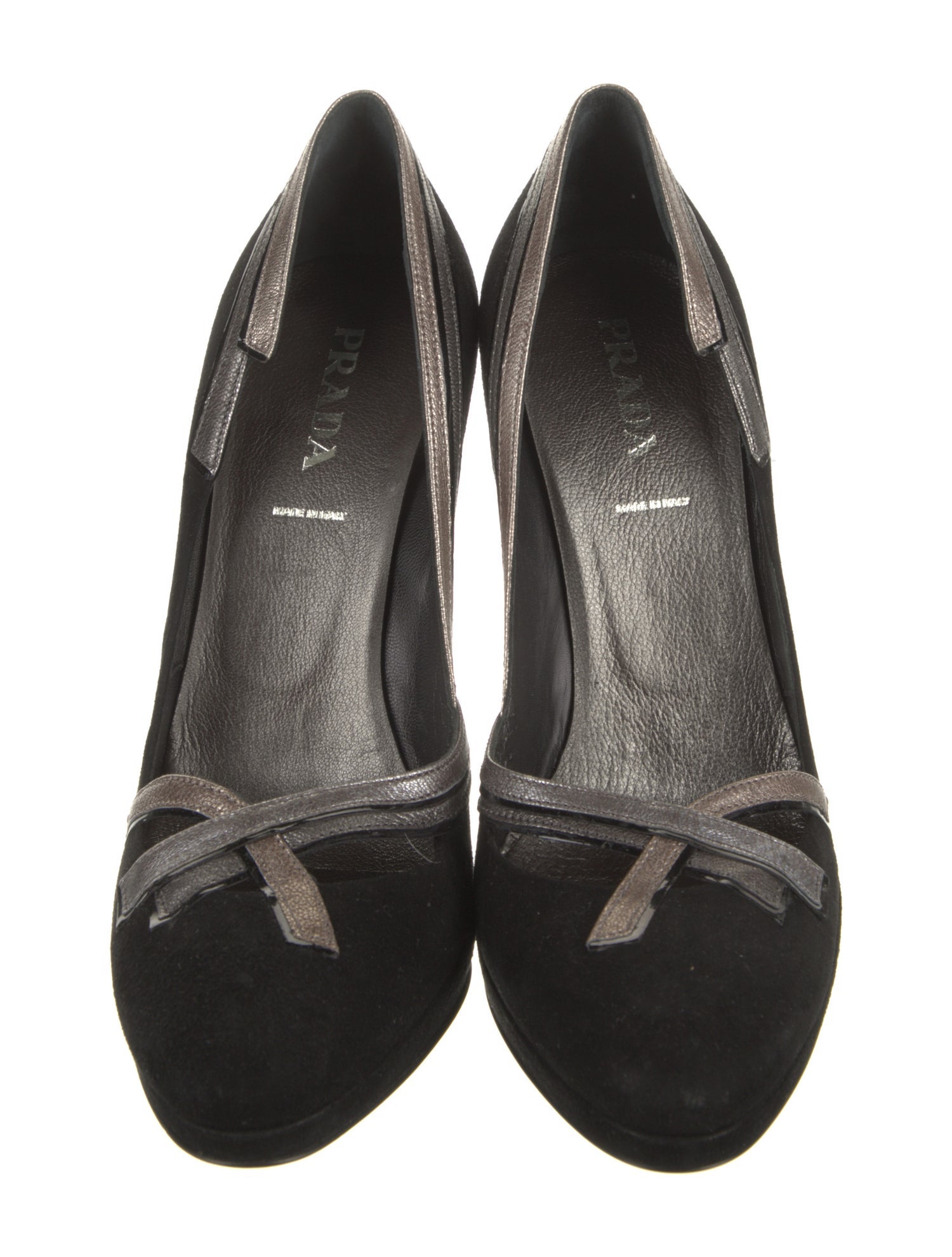 Prada Suede Colorblock Pattern Pumps