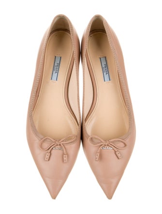 Prada Leather Bow Accents Ballet Flats