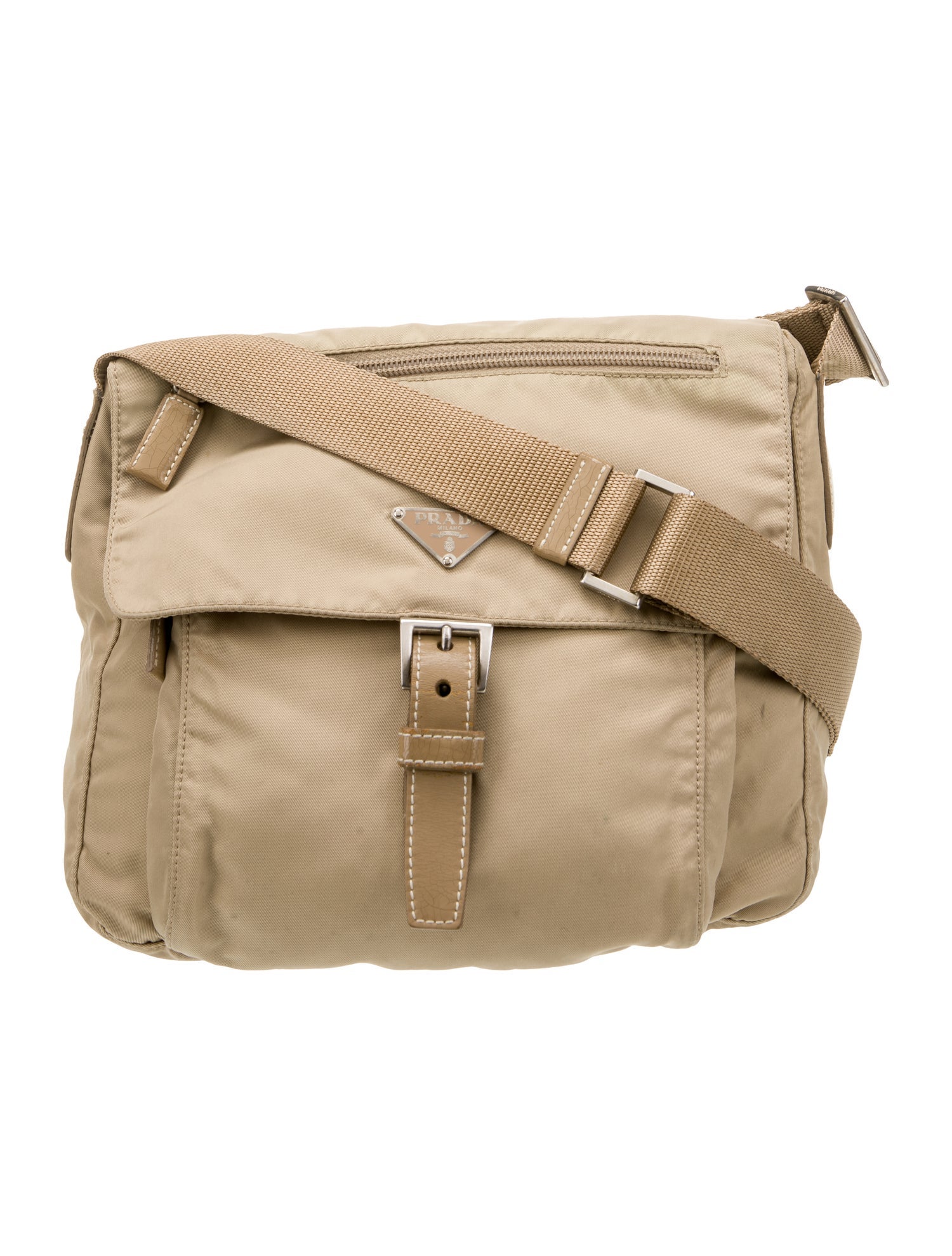 Prada Enameled Metal Triangle Messenger Bag