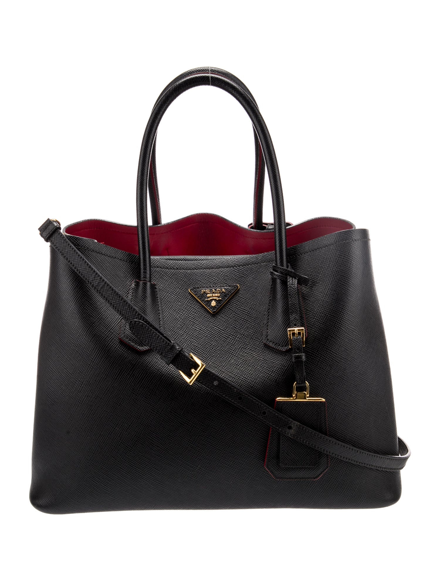 Prada Enameled Metal Triangle Top Handle Bag Large