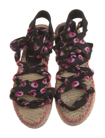 Prada Printed Whipstitch Trim Espadrilles