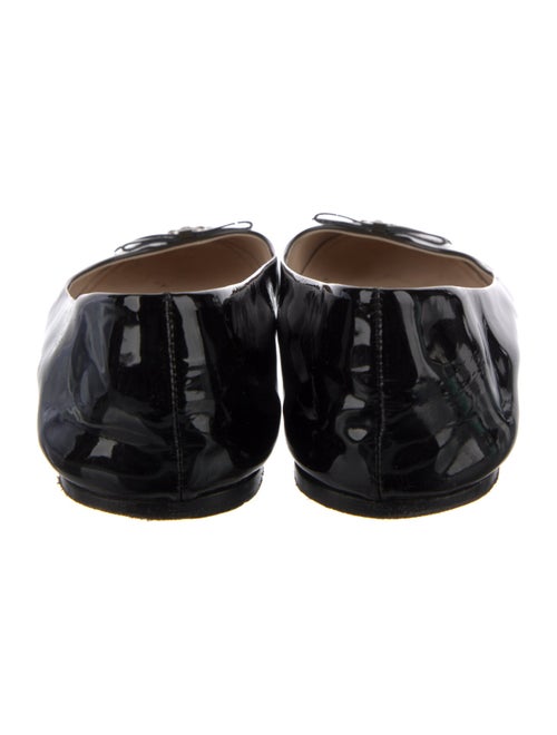Prada Patent Leather Bow Accents Ballet Flats