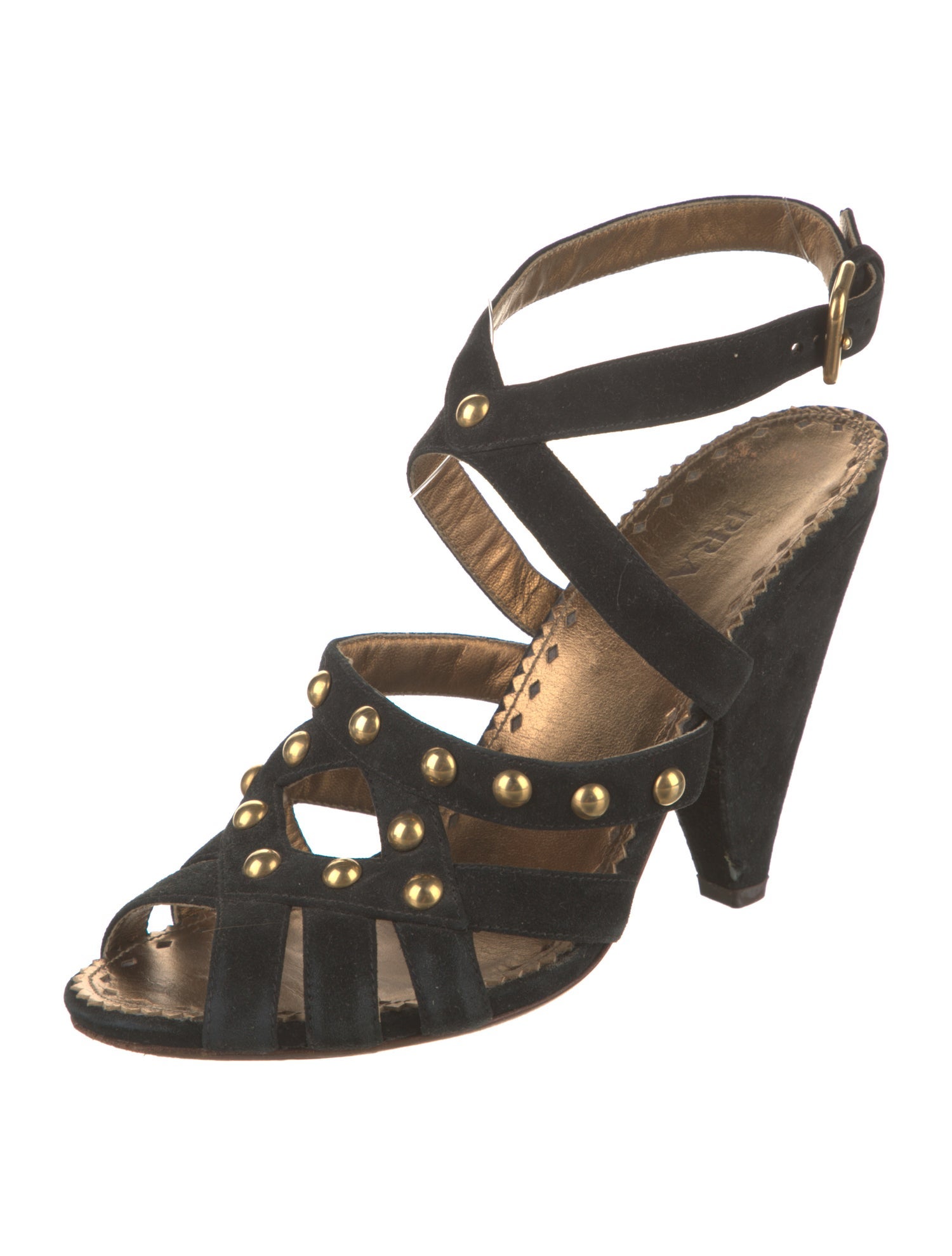 Prada Suede Studded Accents Sandals