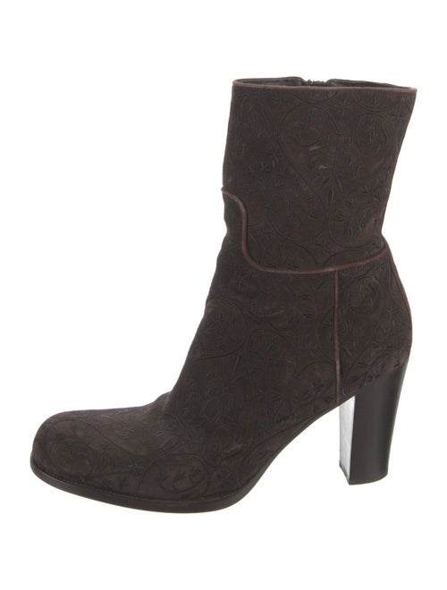 Prada Suede Embroidered Accent Sock Boots