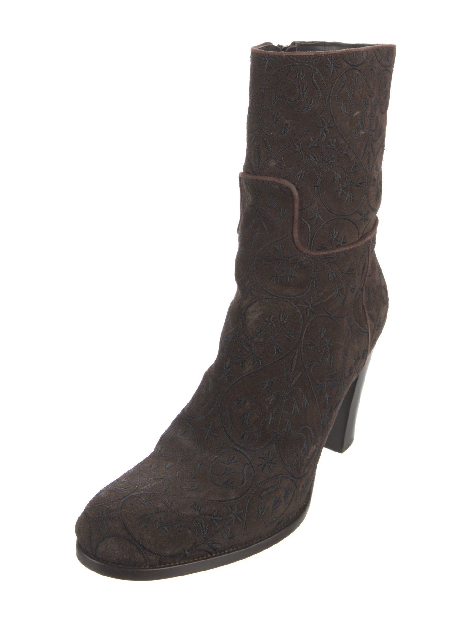 Prada Suede Embroidered Accent Sock Boots