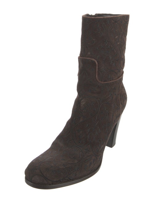 Prada Suede Embroidered Accent Sock Boots