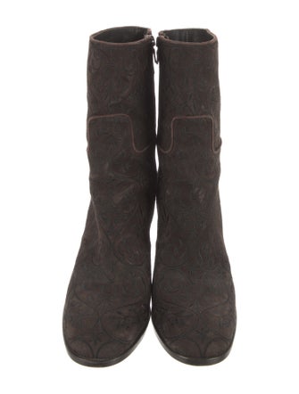 Prada Suede Embroidered Accent Sock Boots