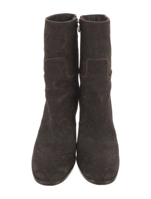Prada Suede Embroidered Accent Sock Boots