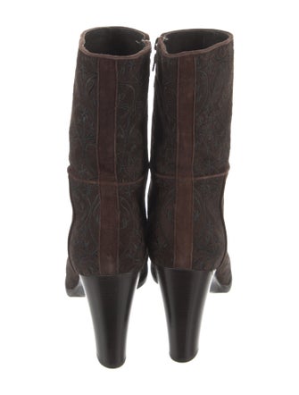 Prada Suede Embroidered Accent Sock Boots