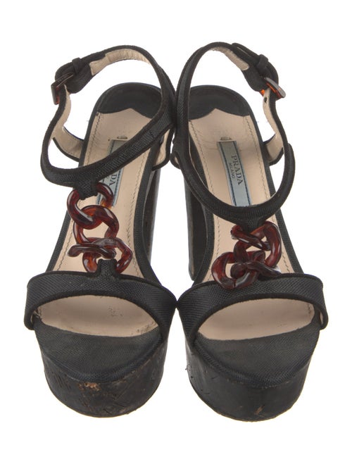 Prada Canvas Chain-Link Accents Sandals