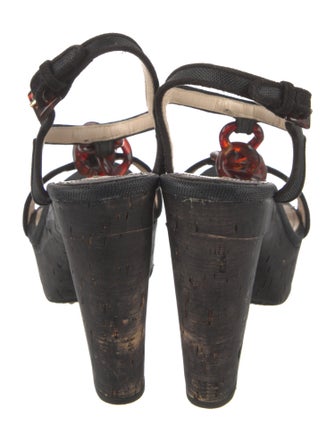 Prada Canvas Chain-Link Accents Sandals