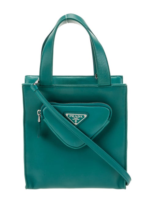 Prada Enameled Metal Triangle Top Handle Bag