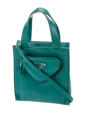 Prada Enameled Metal Triangle Top Handle Bag