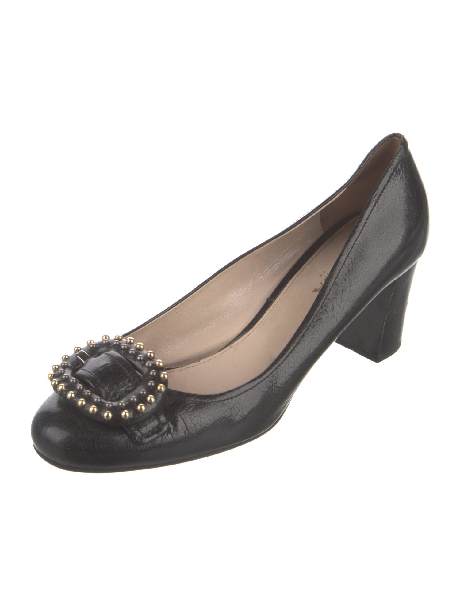 Prada Leather Studded Accents Pumps