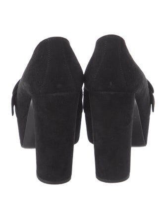 Prada Suede Fringe Trim Accent Pumps