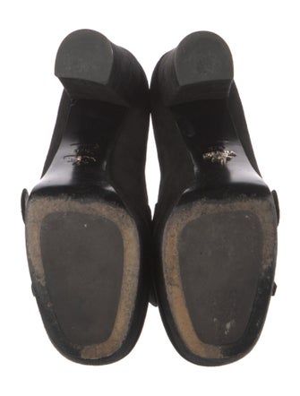 Prada Suede Fringe Trim Accent Pumps