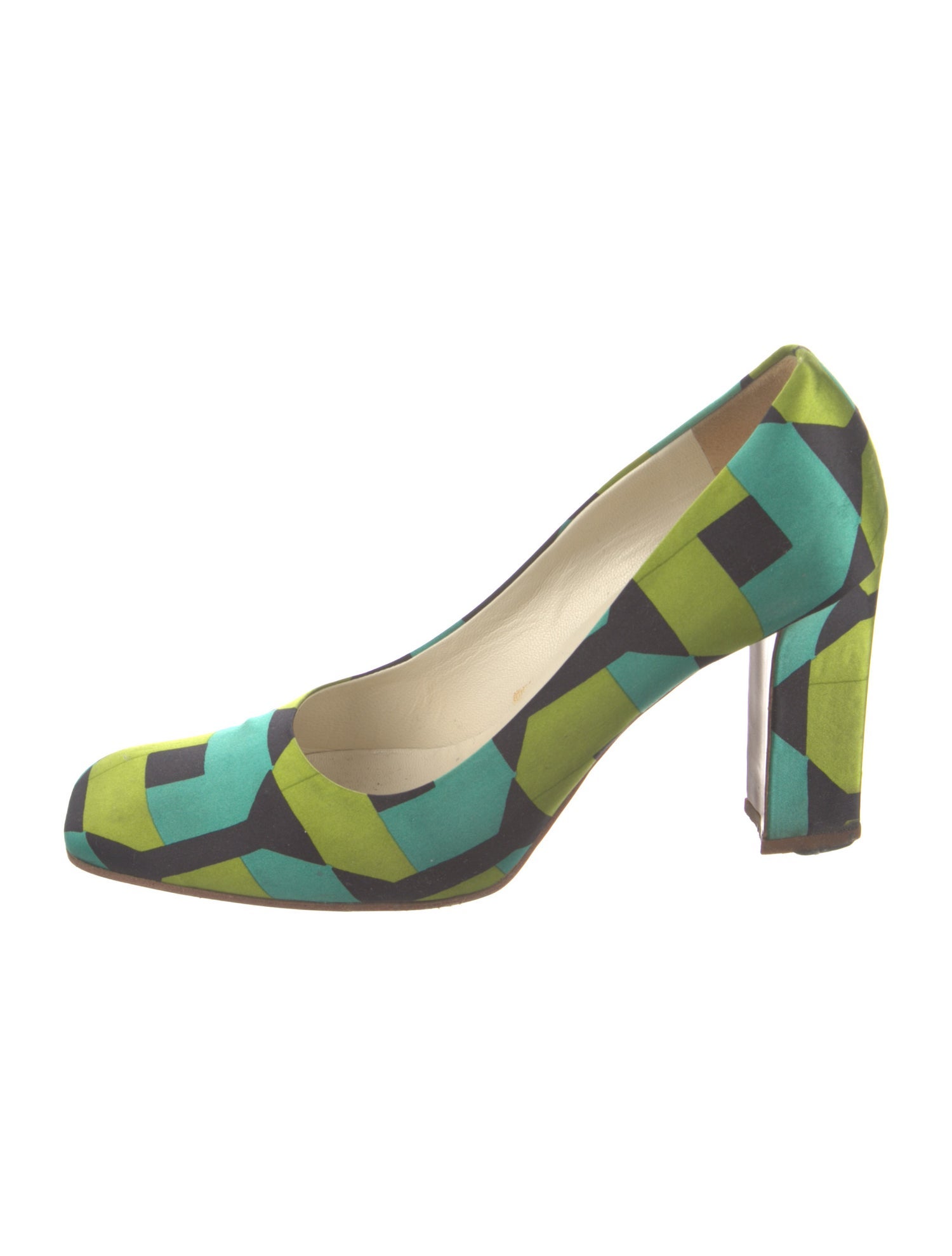 Prada Satin Colorblock Pattern Pumps