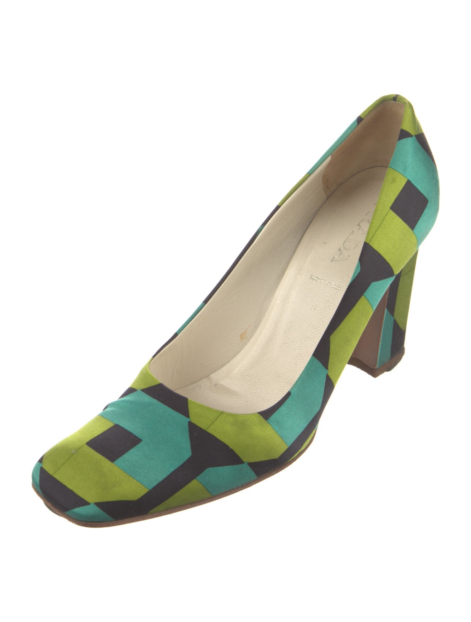 Prada Satin Colorblock Pattern Pumps