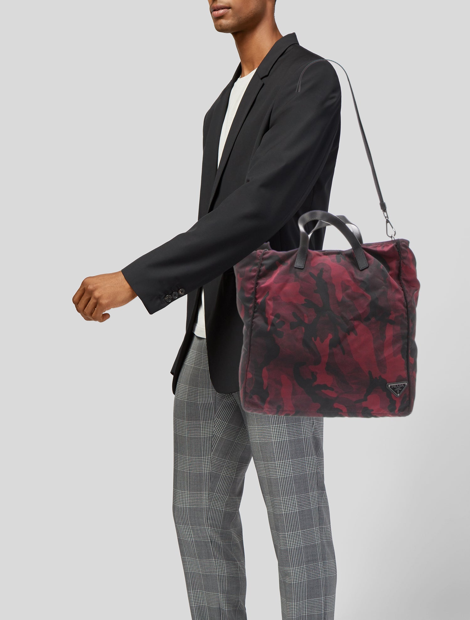 Prada Enameled Metal Triangle Messenger Bag