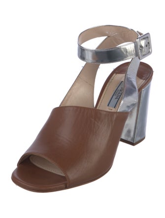 Prada Leather T-Strap Sandals