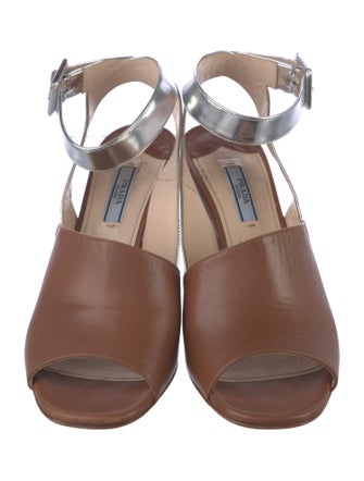 Prada Leather T-Strap Sandals