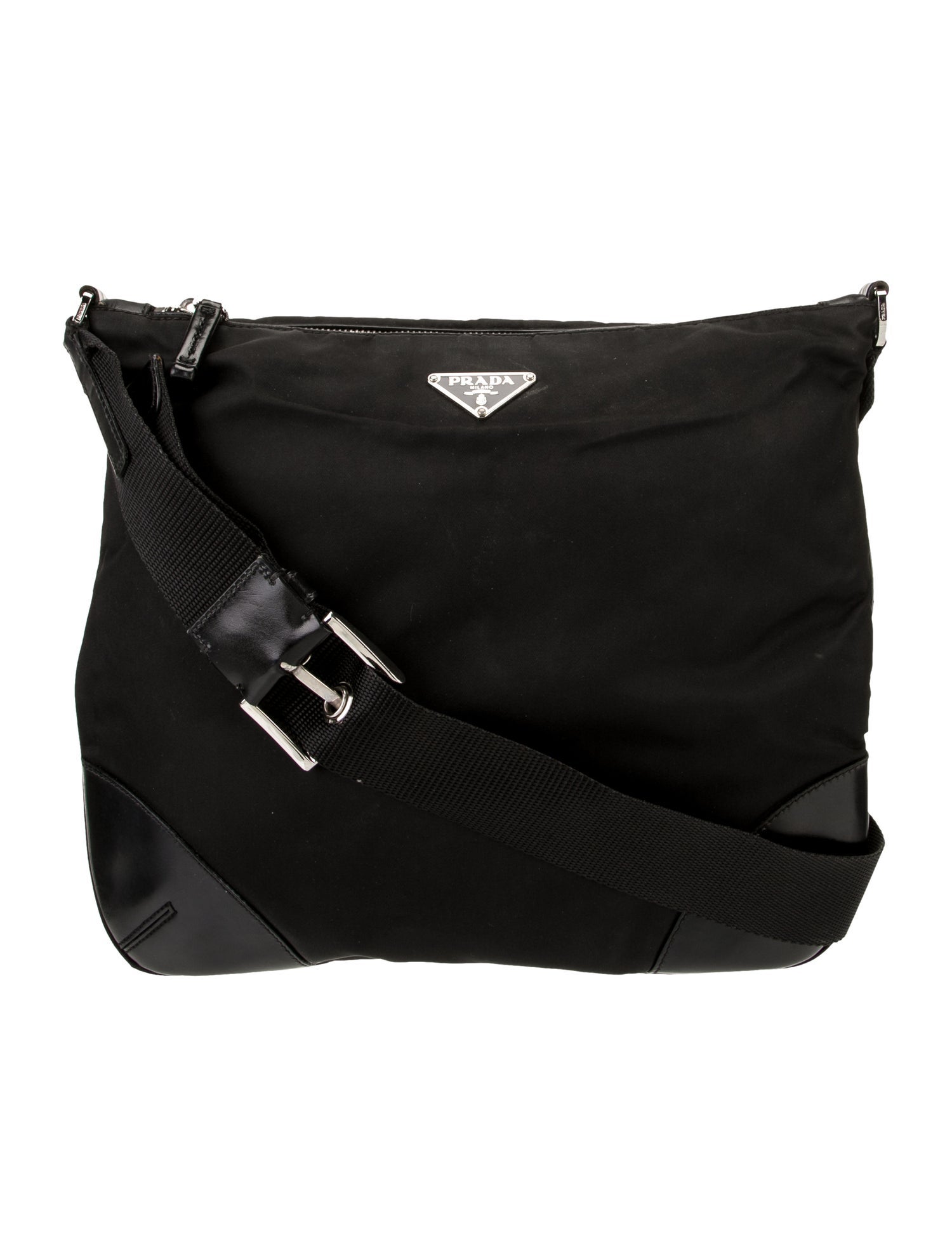 Prada Enameled Metal Triangle Messenger Bag