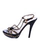 Prada Leather Polka Dot Print T-Strap Sandals