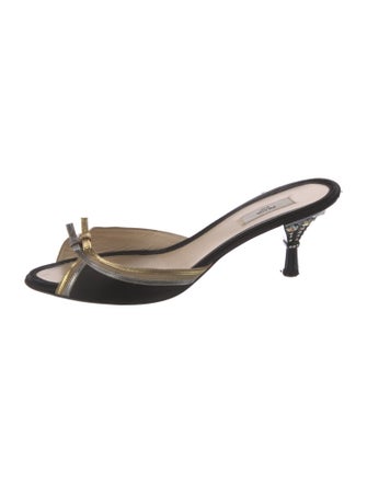 Prada Leather Striped Slides