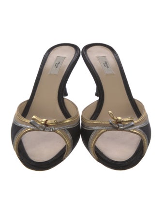 Prada Leather Striped Slides